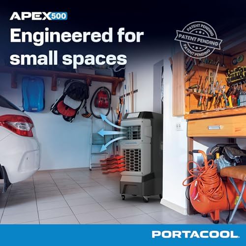 Portacool Apex 500 (PACA05001A1) – Wi-Fi Enabled High Velocity Portable Evaporative Cooler for 500 sq. ft. with up to 55-foot Reach, Oscillating Louvers, Programable, 13 Gallon Reservoir, Variable Spd