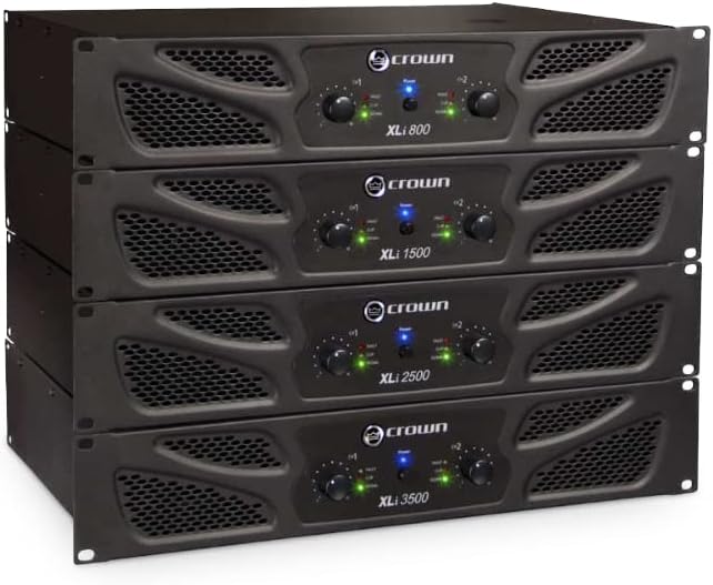 Crown XLi800 Two-channel, 600-Watt Bridged 8Ω Power Amplifier. Professional DJ, PA, Stage Amp. Black