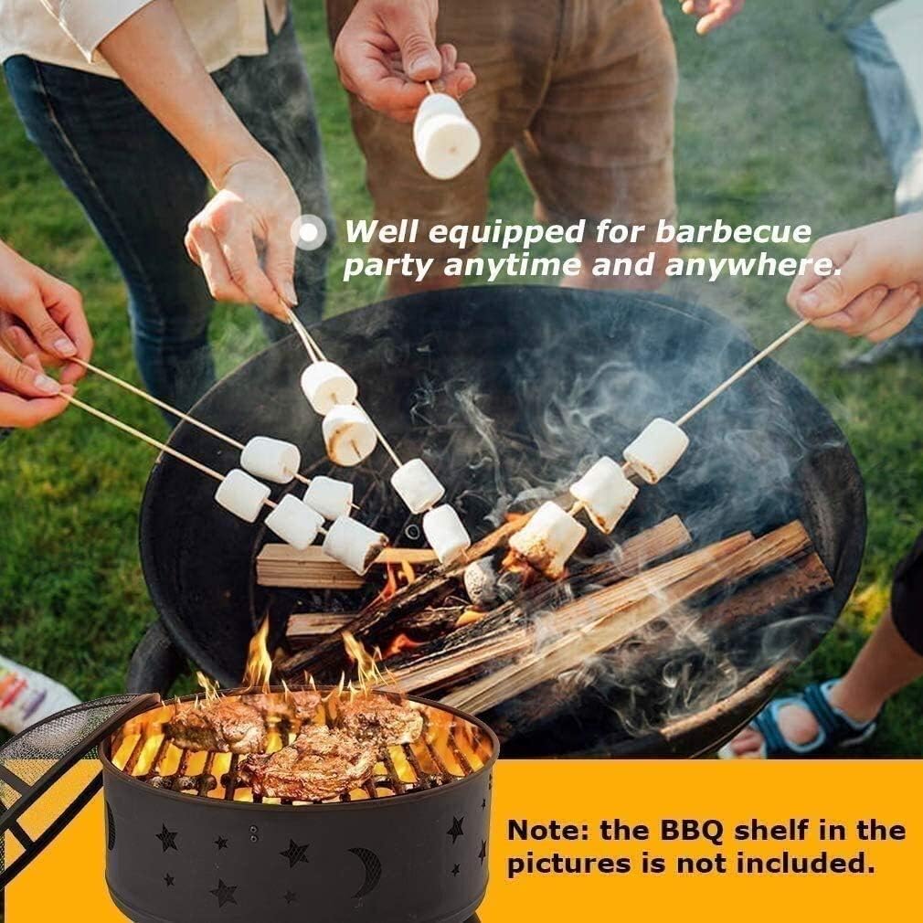 Fire Pits Outdoor Wood Burning Outdoor Fire Pit Bowl, 24 Inches Diameter Wood Burning Steel Fire Patio & Backyard Firepit for Outside with BBQ Grills with Cover BBQ Cooking for Outside