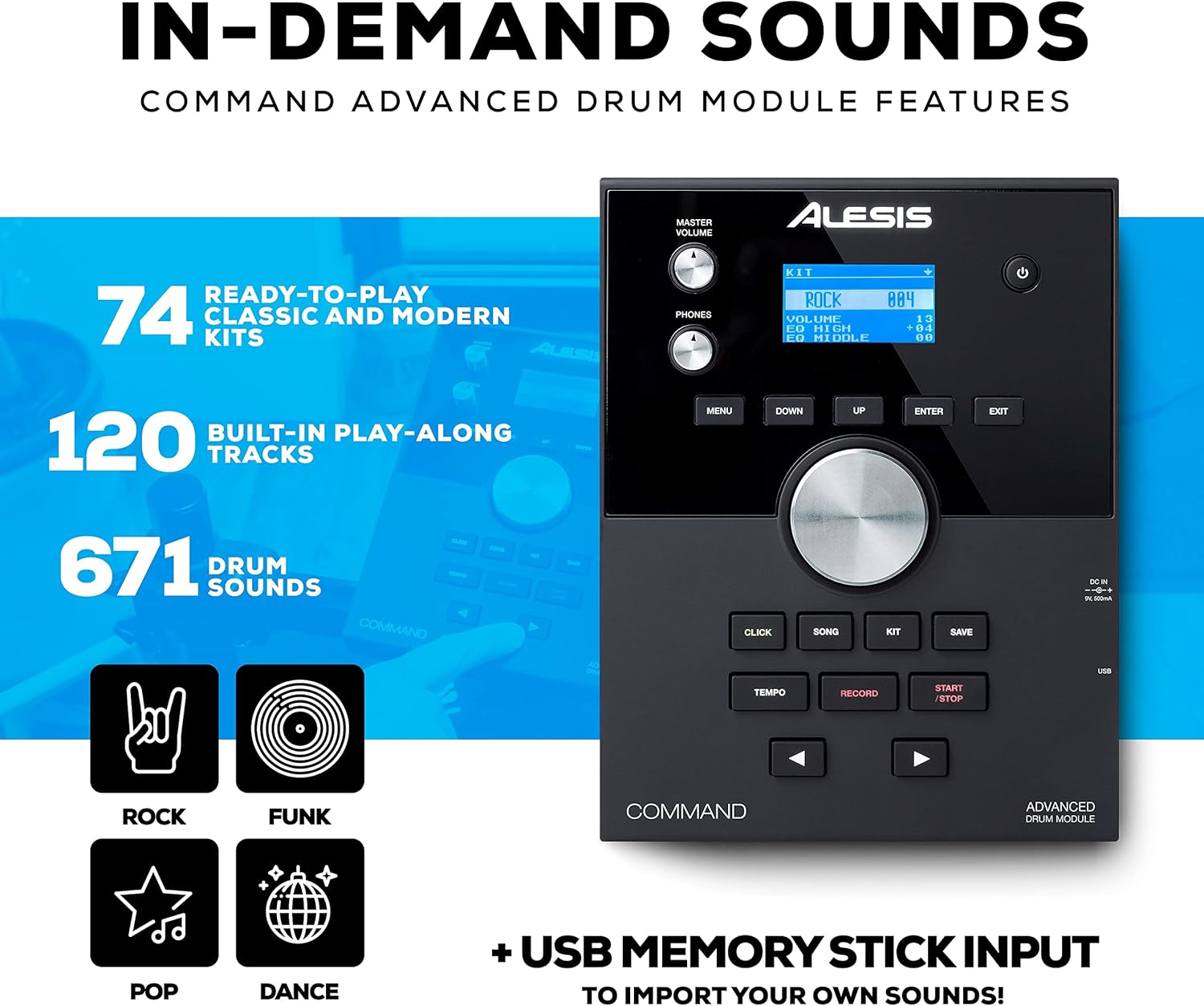 Alesis Drums Command Mesh SE Kit - Electric Drum Set with Quiet Dual Zone Mesh Pads, USB MIDI Connectivity and 600+ Electronic & Acoustic Drum Sounds black