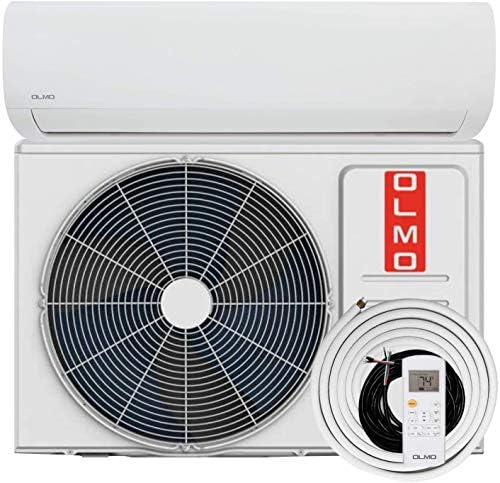 OLMO 9,000 BTU 230V Ductless Mini Split Air Conditioner & Heat Pump – 18.5 SEER2 Inverter System – Wall Mount Single Zone Cooling & Heating – Pre-Charged