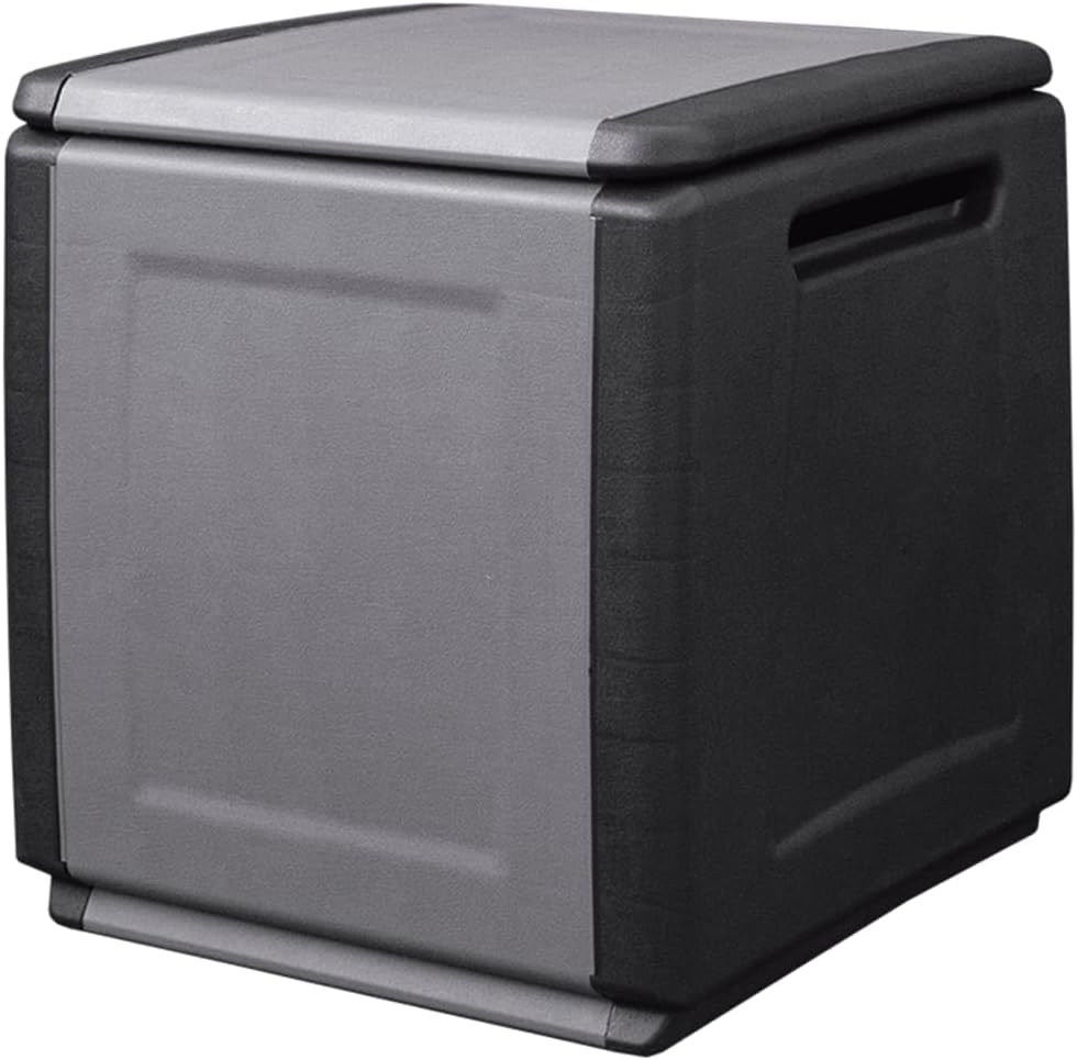 Garden Storage Box, Dark Grey and Black, 34.6 Gallon Capacity, Outdoor Deck and Patio Container