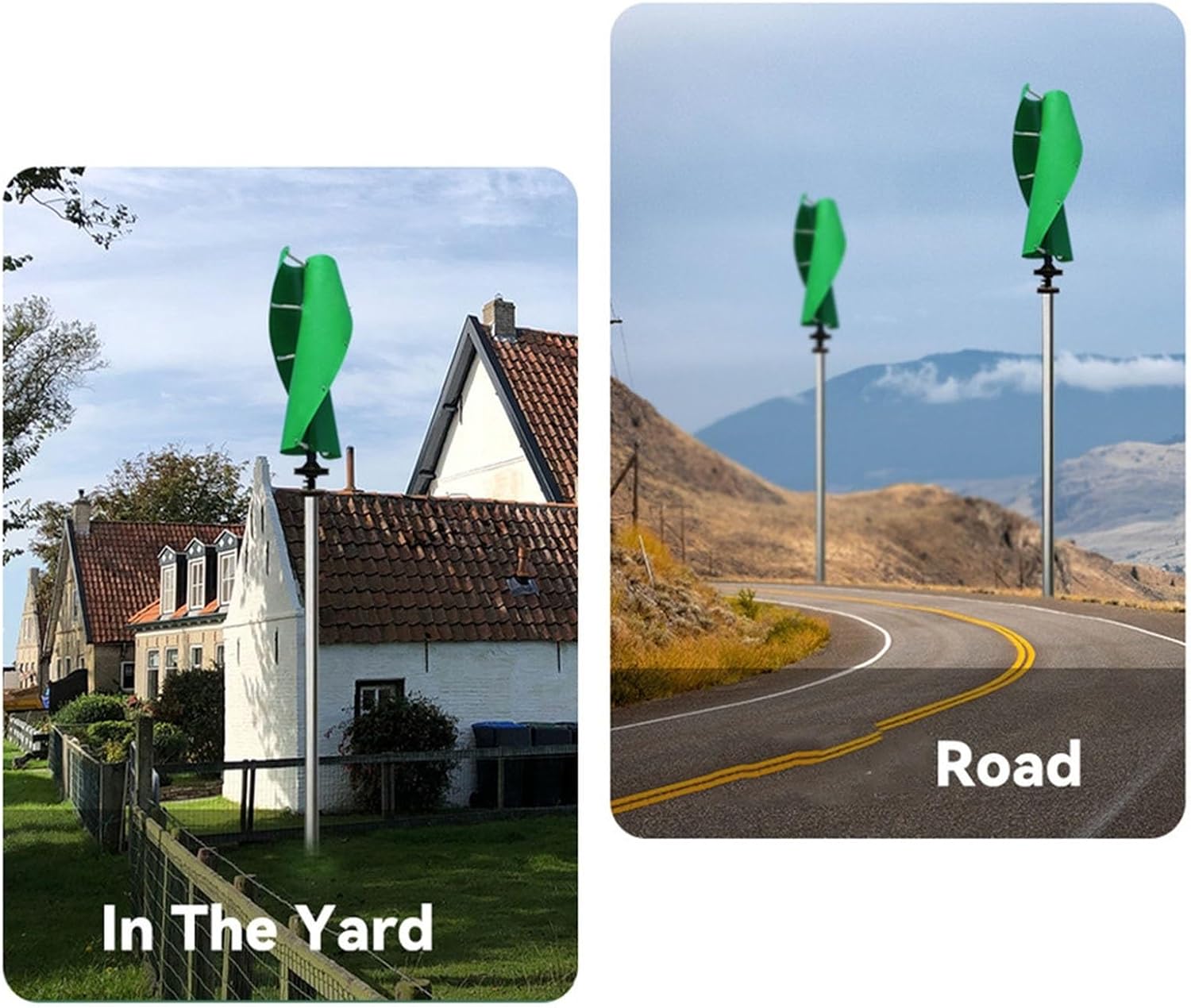 5KW 12V/24V/48V Wind Turbine Generator Kit with Hybrid MPPT Charge Controller Off Grid System Low Wind Speed Noiseless Maglev Generator with Clip Garden Light(Green,12V)