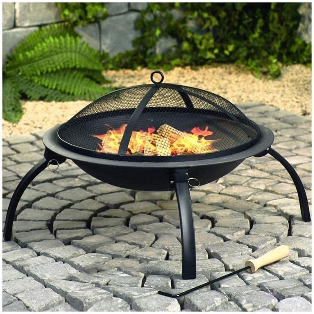 Fire Pits Outdoor Wood Burning Outdoor Fire Large Bonfire Wood Burning Patio Coal Grill Firepit for Outside Grill Charcoal Smokeless Grill with Spark Screen with Cover BBQ Cooking for Outside Camping