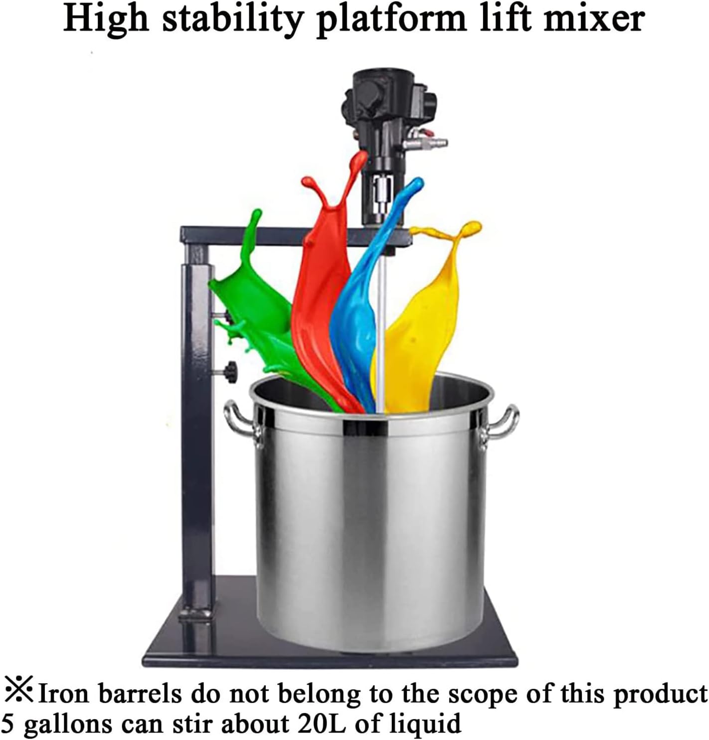 Pneumatic Paint Mixer Machine, 5 Gallon/20L Manual Lift Paint Stirrer, Desktop Vertical Air Mixer, Ink Mixing Machine for Mixing