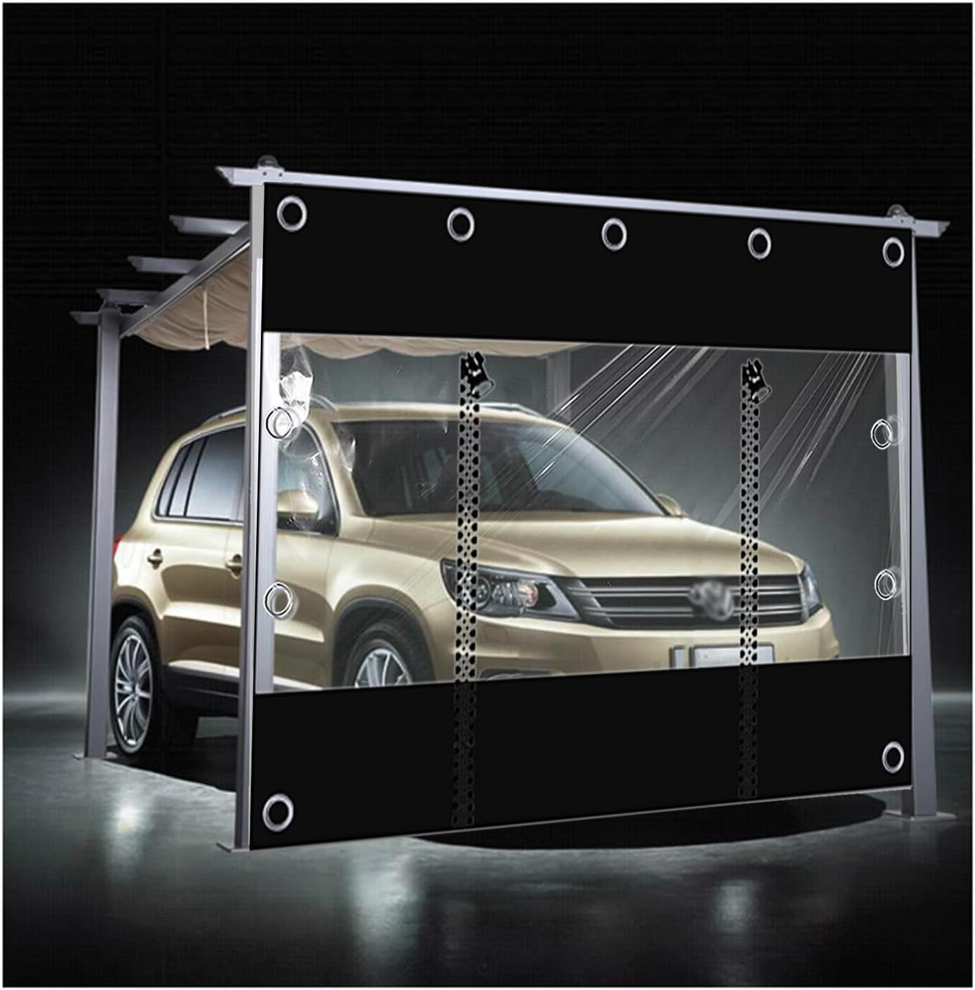 PVC Clear Waterproof Tarpaulin Side Panels，Outdoor Waterproof Tarpaulin Side Panels with Zipper Door,Splicing Canopies for gazebos terraces Windproof，customizable ( Size : H2.4xW10m/H7.8xW32.8ft )