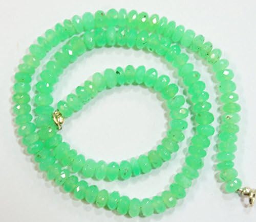 natural gem stone chrysoprase zambian emerald color faceted beads complete necklace 16.5 inches 5.5 mm