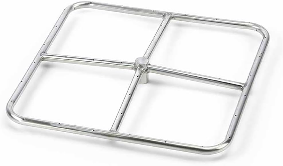 HPC Fire Square Stainless Steel Fire Pit Burner (FRSSQ-18-NG), 18x18-Inch, Natural Gas