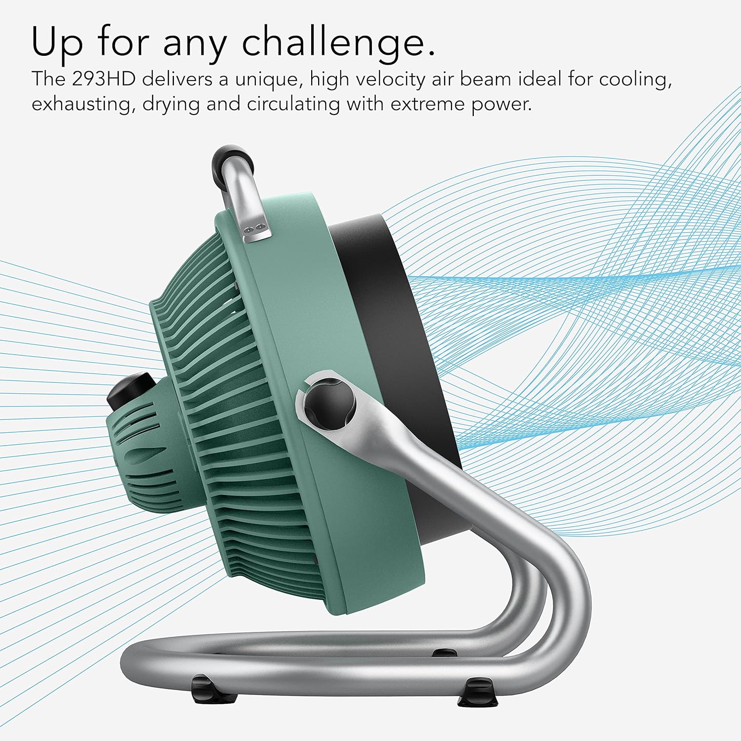 Vornado 293 Large Heavy Duty Shop Fan, 3 Speed Electric Fan, High Impact Casing, IP54-Rated Motor, Whole Room Air Circulator, Pivoting Head, Carry Handle, 16” Floor Fan for Bedroom and Garage, Green