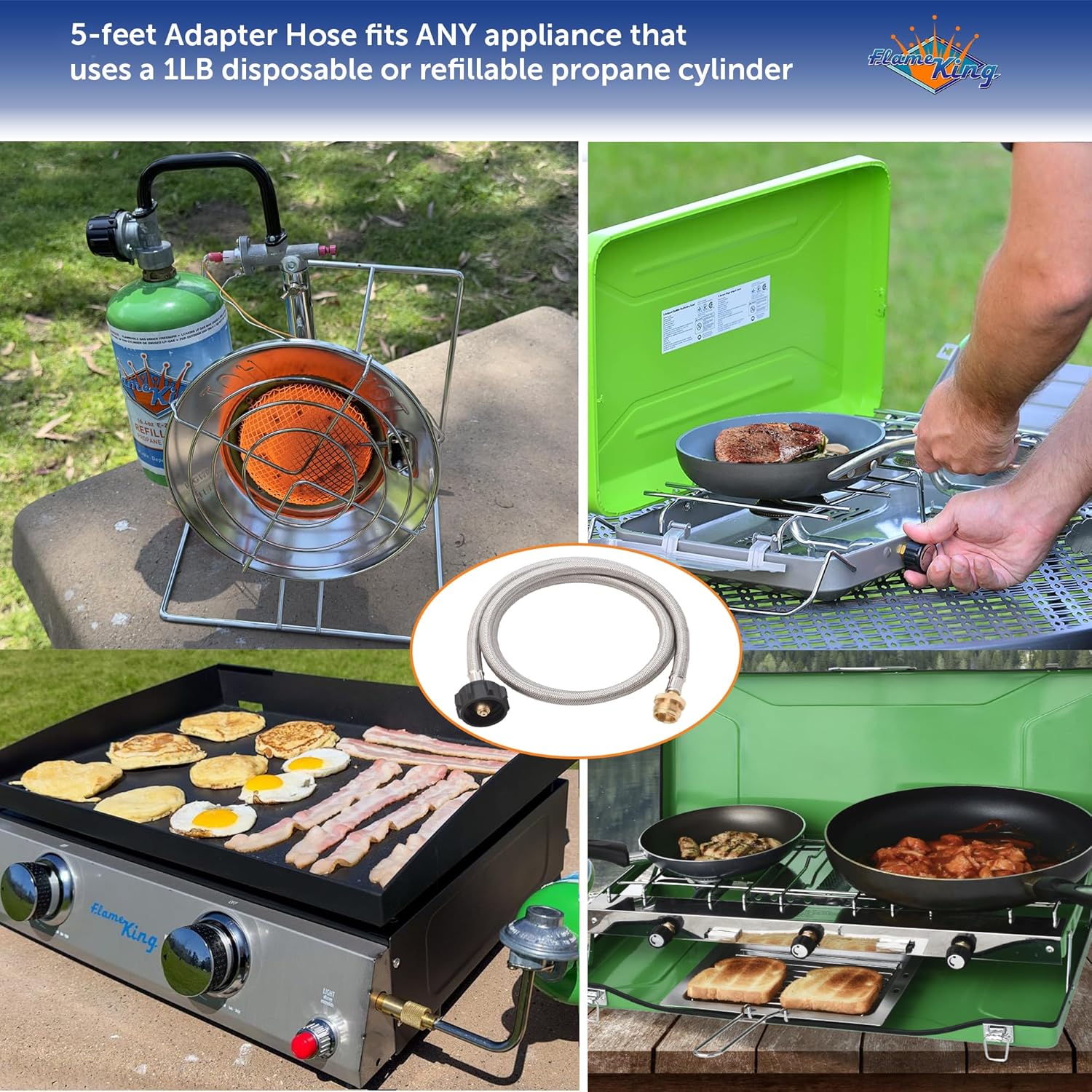 Flame King Gas Hauler Pro Kit - Insulated Protective Carry Case, 10LB Propane Tank and 5-FT Adapter Hose for Camping and Outdoor Adventures