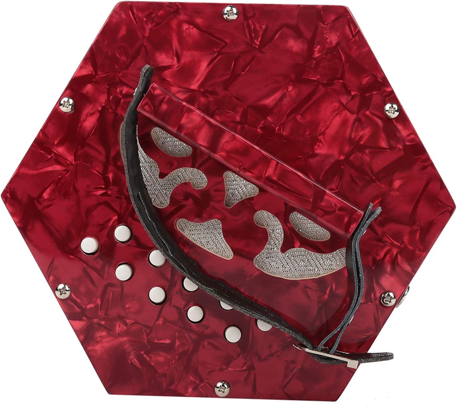 Drfeify 20-Button Accordion Concertina, Lightweight and Durable Instrument for Musicians, Suitable for Children and Adults, Made of ABS Material (Red)