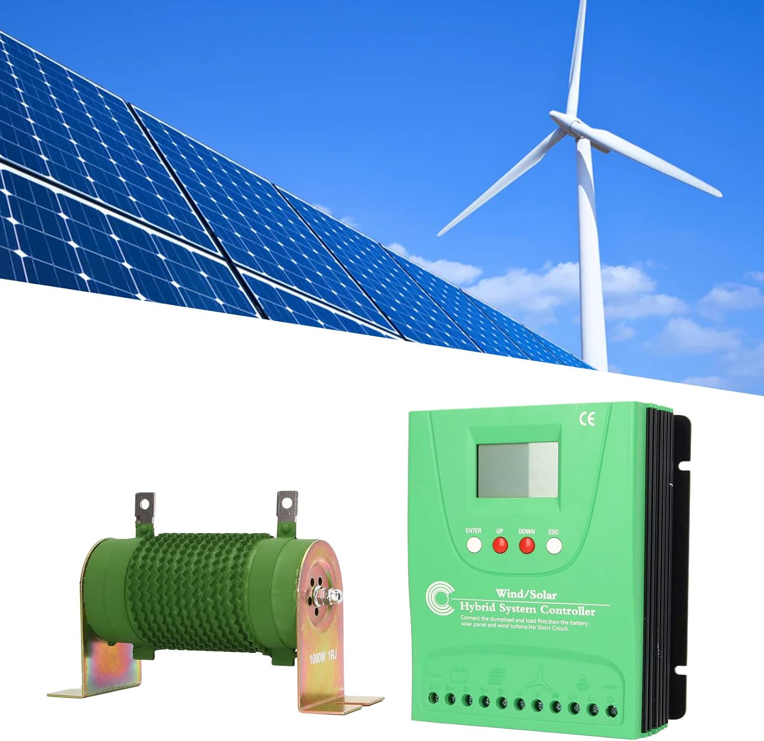 FOUF 2800W Wind Solar Hybrid Charge Controller, Auto 24V/48V Battery MPPT Hybrid Wind Solar Controller with LCD Display and Free Dump Load Accurate, 1600W Wind and 1200W Solar Panel(GPI48280)