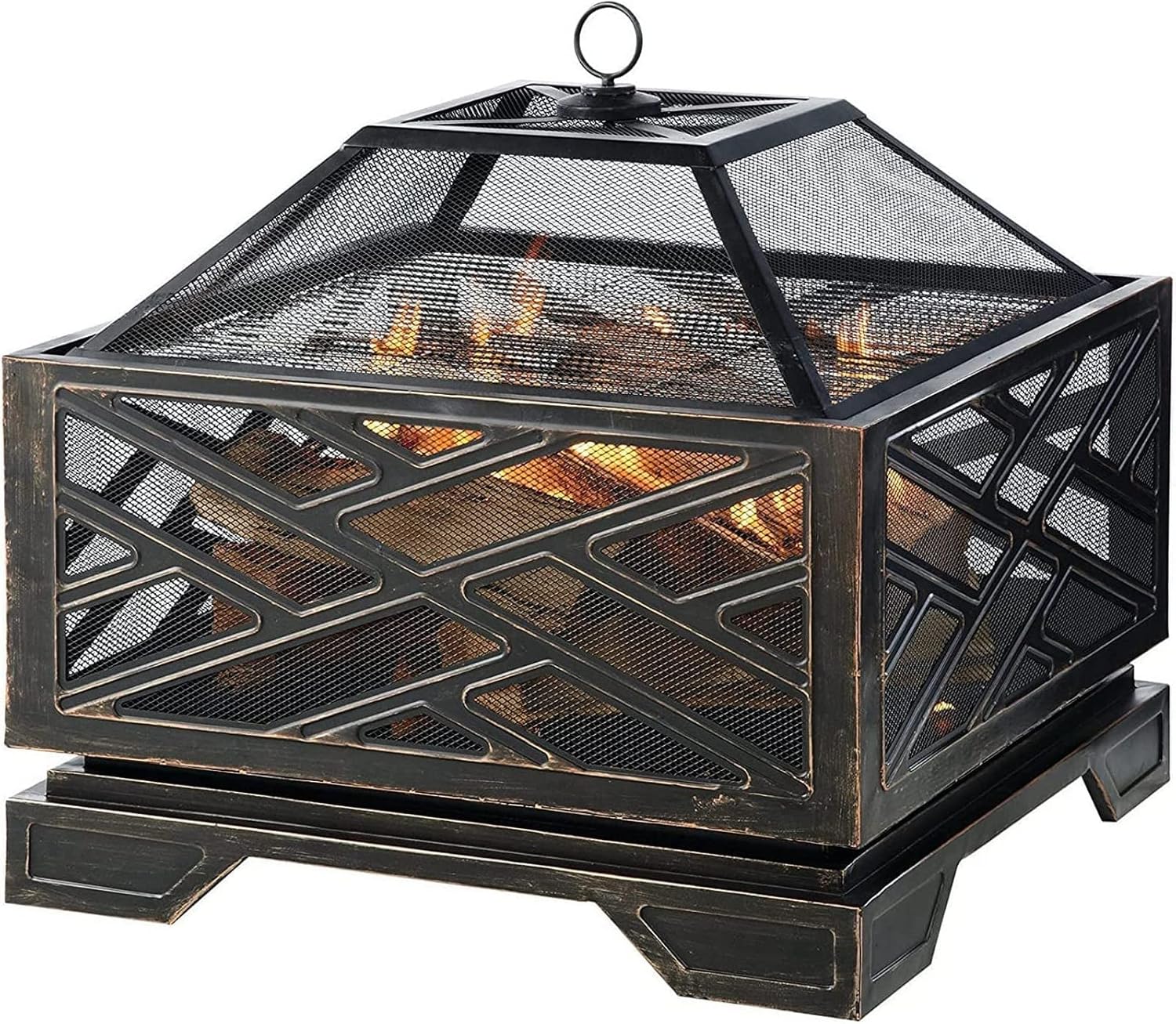 Garden Fire Pit Outdoor Party BBQ Fire Pit - 26Inch Large Bonfire Patio Party BBQ Fire Pit Metal Stove Outdoor Fire Pit,Mesh Grill Barbecue Rack
