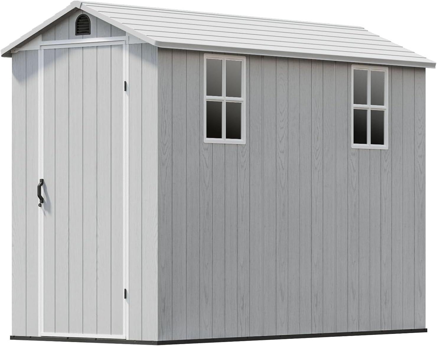 Patiowell 4x8 FT Outdoor Storage Shed with Floor & 2 Windows, Large Plastic Garden Shed with Lockable Door for Backyard, Patio, and Lawn, White (Fit-it Shed)