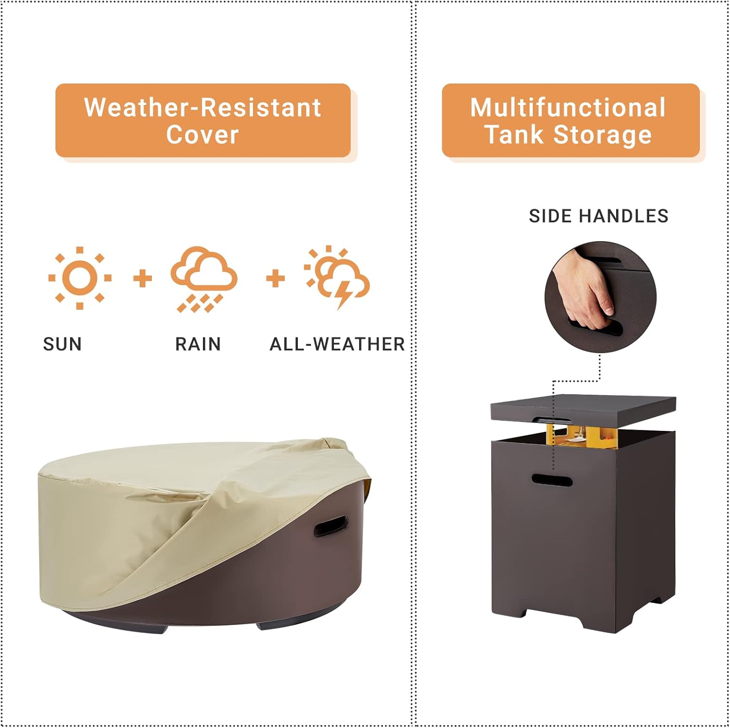 Propane Firepit Table Set - 30 Inch Auto-Ignition Round Gas Fire Pit, 50,000 BTU Steel Fire Table with Weather-Resistant Cover and Lava Rocks