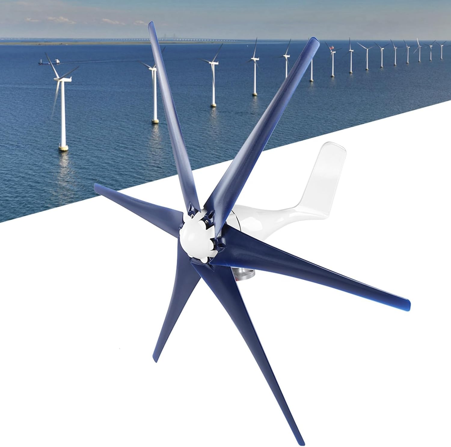 Professional 6-Blade Small Wind Turbine Generator 1600W 24V for Residential Commercial and Industrial Off-Grid Solar Wind Power Generation
