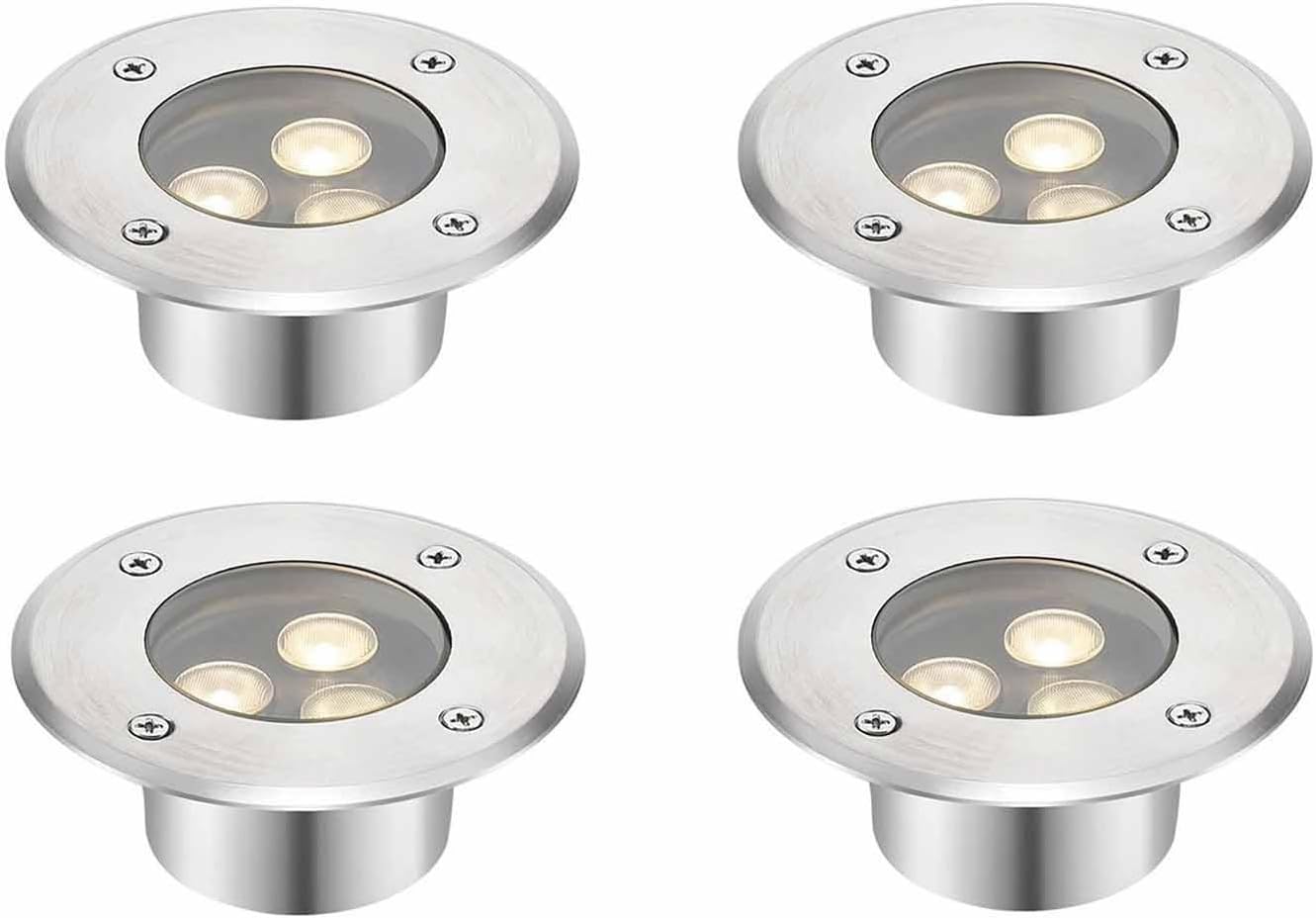 4PCS Underwater Led Lights - LED Buried Light, Ultra-thinyo Outdoor RGB Fountain Landscape Lights, IP68 Waterproof Round Recessed Spot Light, Submersible LED Pond Light, For Decorative Lighting(Yellow