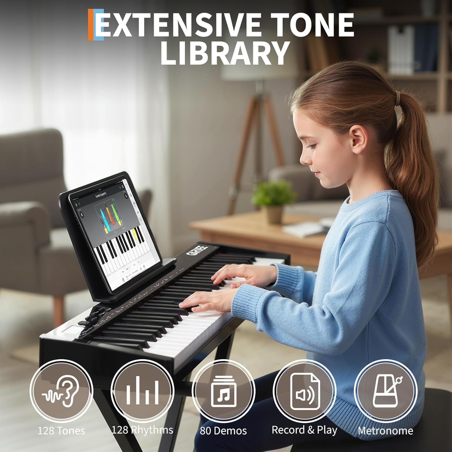61-Key Electronic Keyboard Set with Stand and Bench, Complete Set for Beginners, Perfect for Home Practice