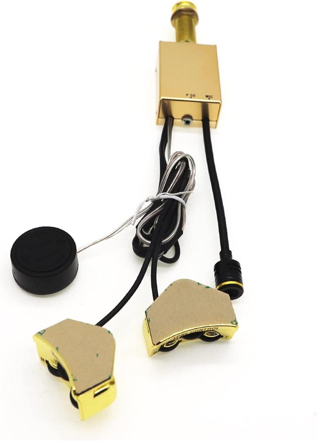 TSTS Acoustic Guitar Preamp Pickup Guitar Soundhole Pickup Transducer with Microphone Saddle Piezo Bass/Middle/Treble Controls