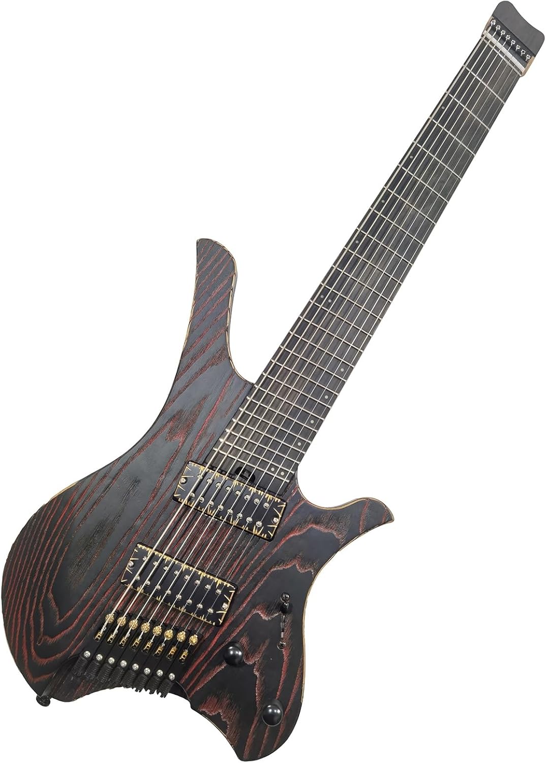 VENEKA Headless Electric Guitar 8 Strings Handmade Headless Electric Guitar with Stainless Steel Fan-Shaped Frets Ash Wood Body (Color : 02)