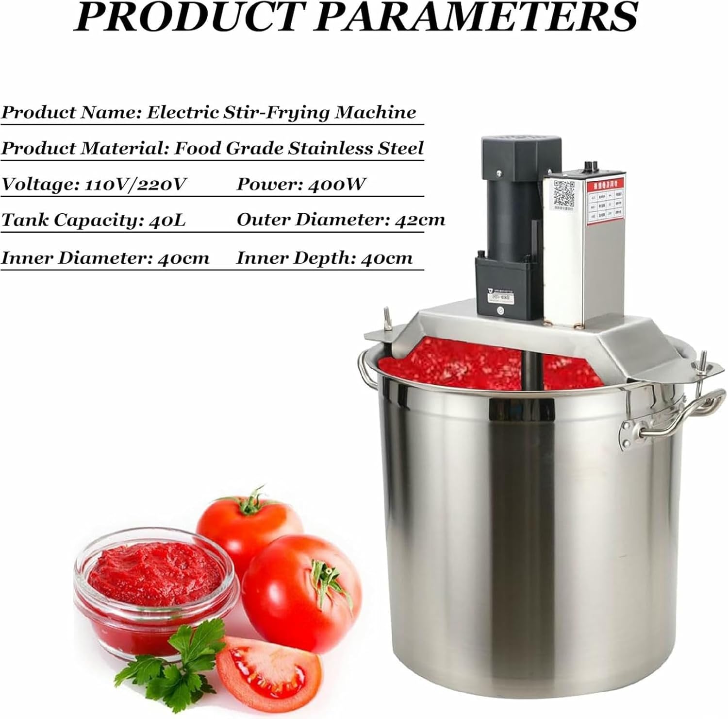 Commercial Food Stirrer Pot, Stainless Steel Automatic Mixer Machine for Making Jam/Sauce/Filling