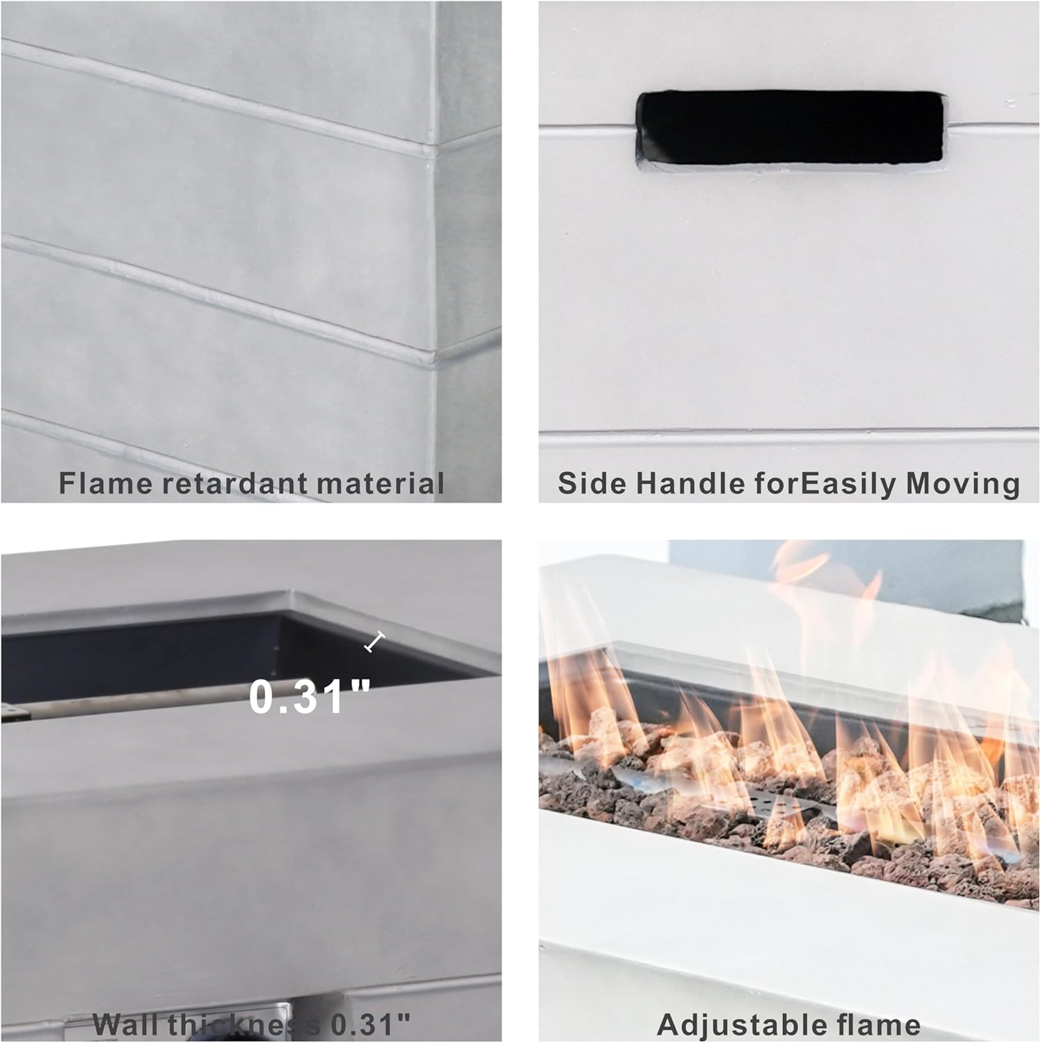 2-in-1 Outdoor Fire Table 50,000 BTU Stainless Steel Burner 42.5