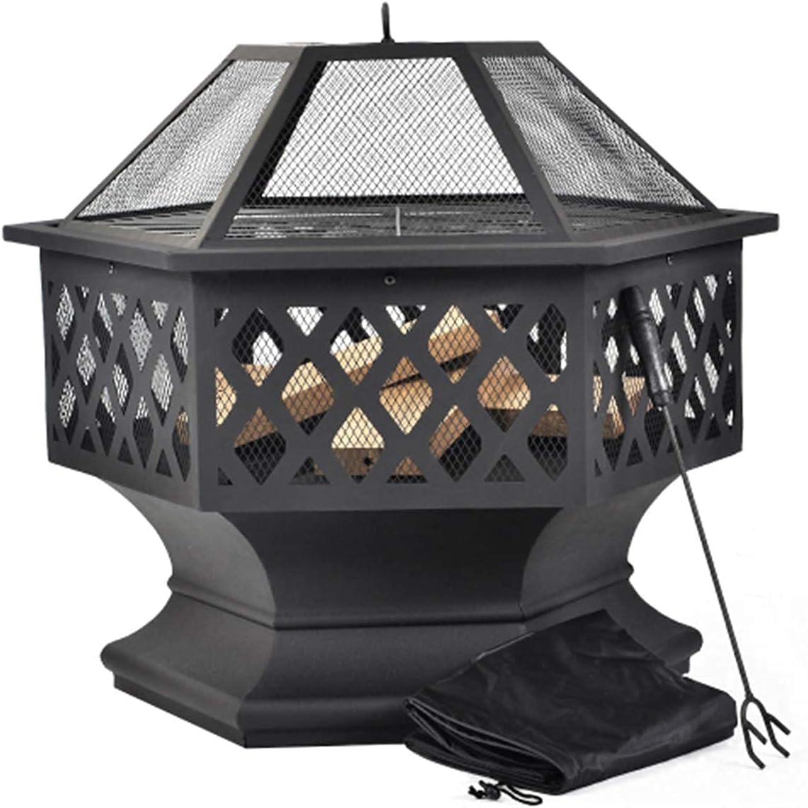 Garden Fire Pit,3 in 1 Outdoor Fire Pit Table for,Ice Pit,Patio Heater,Metal for Outside Camping Barbecue,21