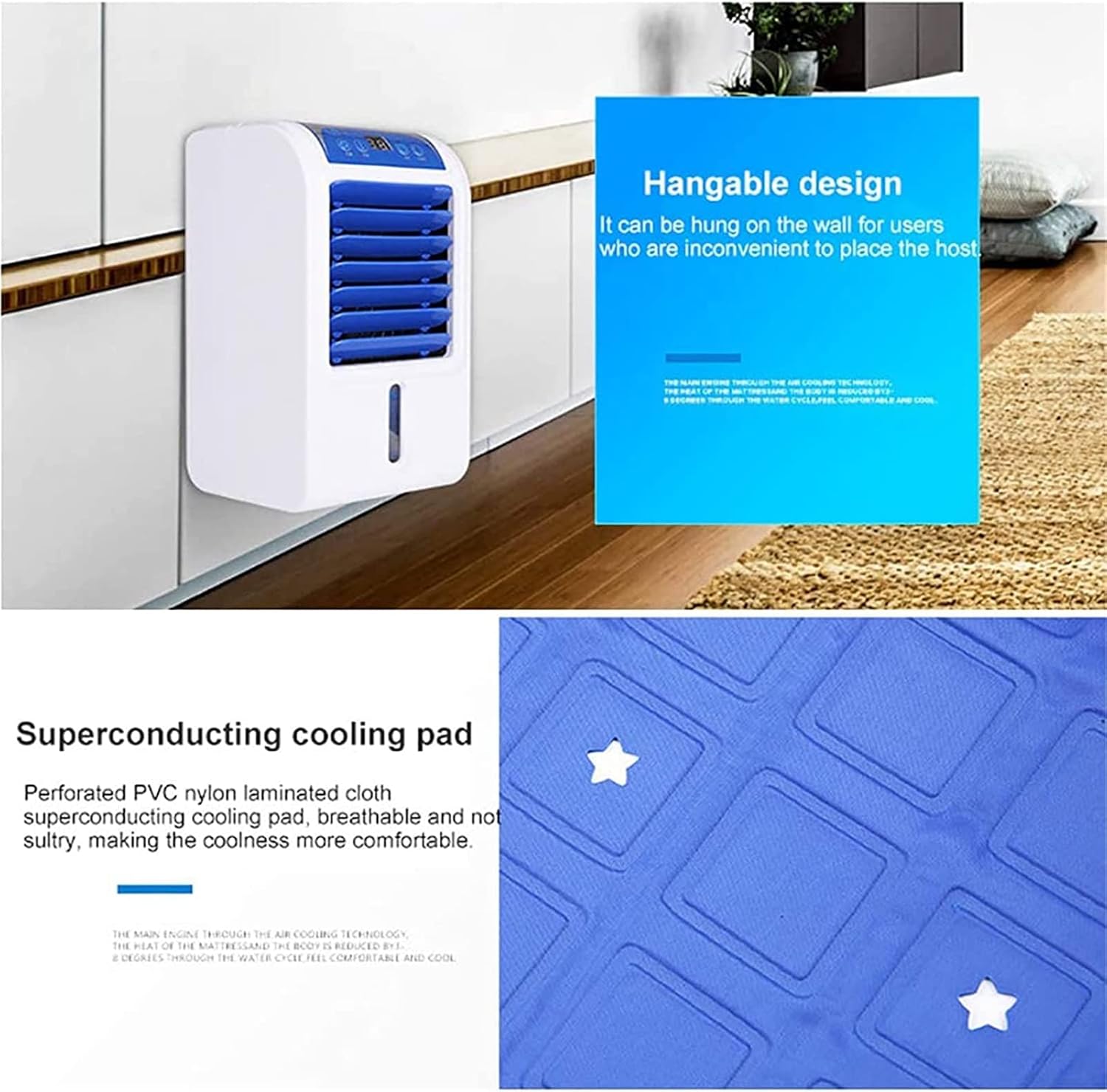 WIKINK Cooling Water Mattress, Mattress Cooler Pad, Cooling Bed Conditioning System, Cool Down 3-8℃ Electric Cooling Mattress Pad, for Home, Dorm Room, Apartment, Cool in Summer