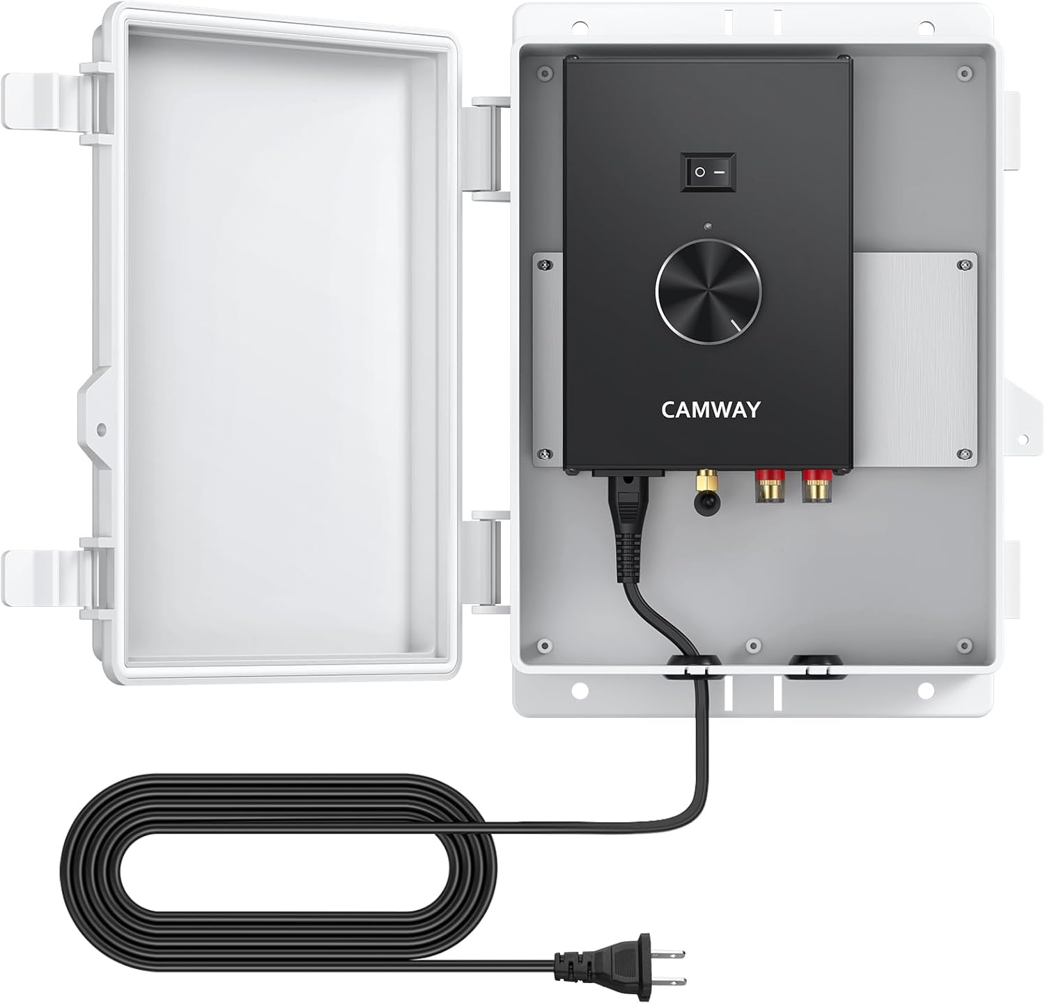 CAMWAY Bluetooth 5.0 Power Amplifier for Outdoor Speakers 4-8 Ohms - Peak Power 200W+200W Home Party Audio Stereo Bluetooth Amplifier Receiver with Waterproof Mount Box,Pro TPA3221 Chip Clear Sound