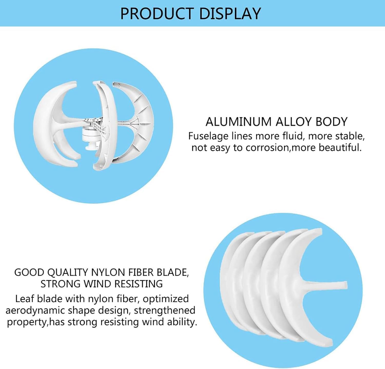 Noiseless 5 Blades Wind Turbines Motor Vertical,2000W Low Wind Speed Starting Vertical Wind Turbine with Charge Controller