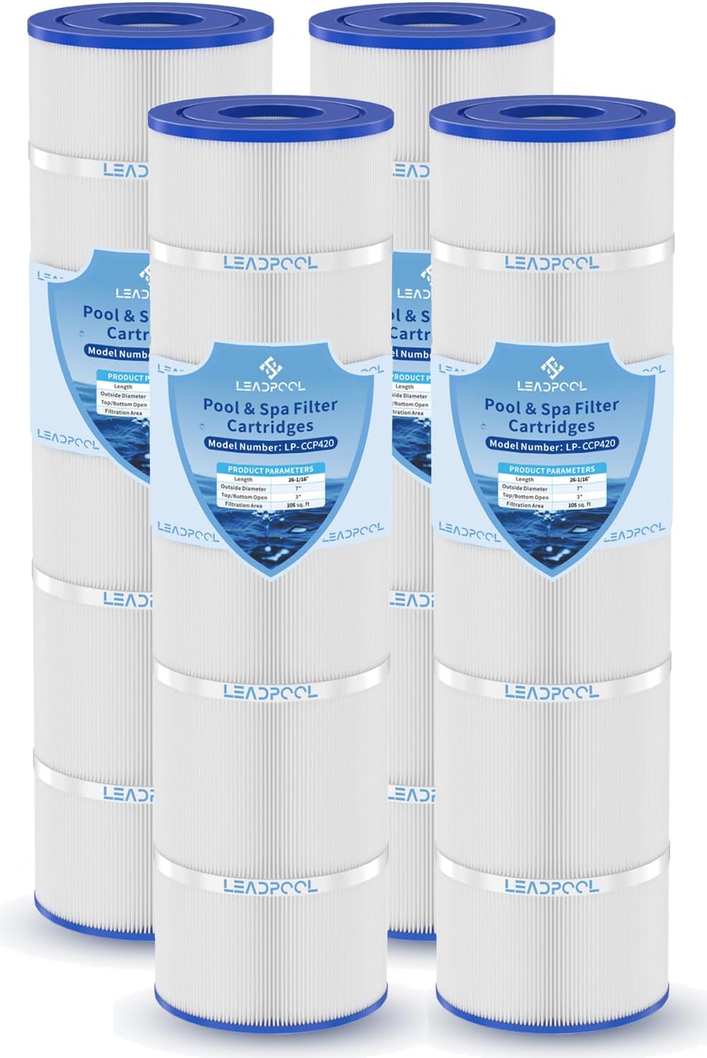 CCP420 Pool Filter Cartridges Replacement for Pentair 420 Filter Cartridge,PCC105,FC-1297,FC-6470,C-7471,178584,4 * 105 Sq.ft. 4 Pack.