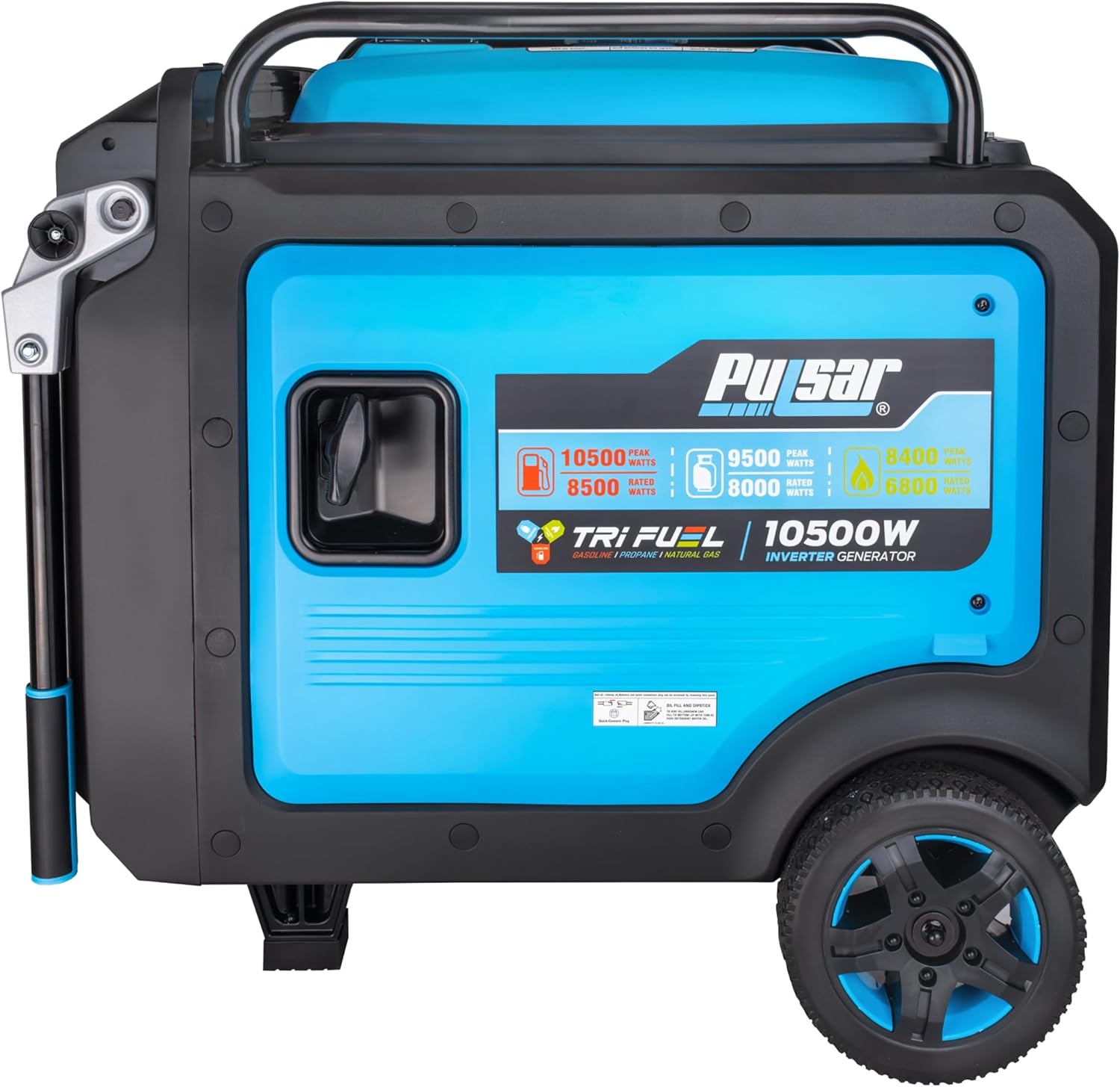 Pulsar 10,500 Watt Gasoline, Propane, and Natural Gas Tri-Fuel Portable Inverter Generator with Remote Start