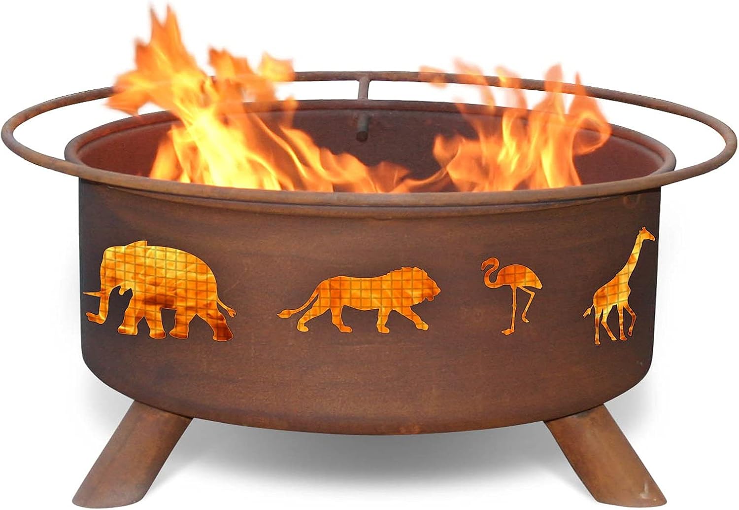 Patina Products F113 Safari Steel Outdoor Fire Pit - 24 x 24 x 11 inch - Natural Rust Patina Finish