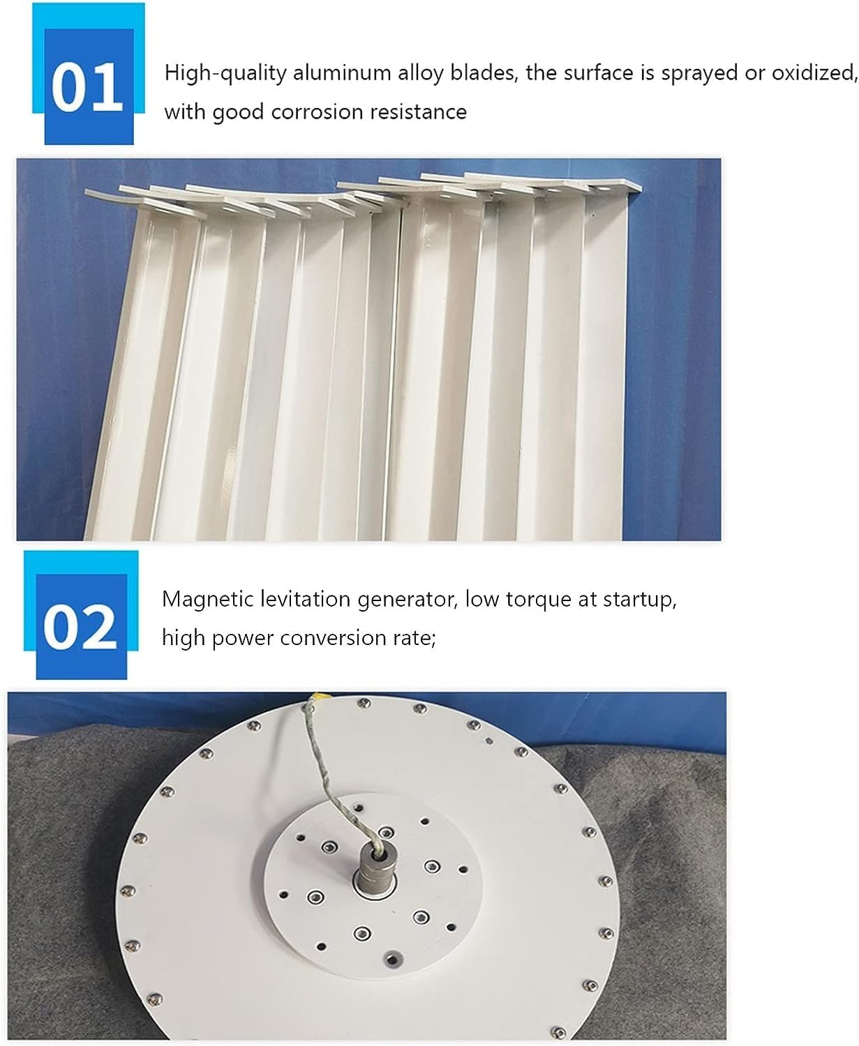 CHRISK 1000W Low Noise Wind Turbine Generator 12V 24V 48V Vertical Axis Magnetic Levitation Wind Turbine Kit with DC Controller