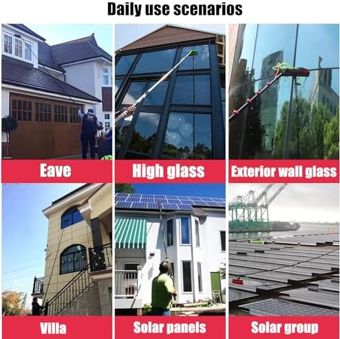 6m/20FT Window Cleaning Pole with Water/Hose Fed System Professional Cleaning Brush Equipment for Windows Photovoltaic and Solar Panels and Conservatory Roof Cleaner(Gold 35cm-15m/50FT)