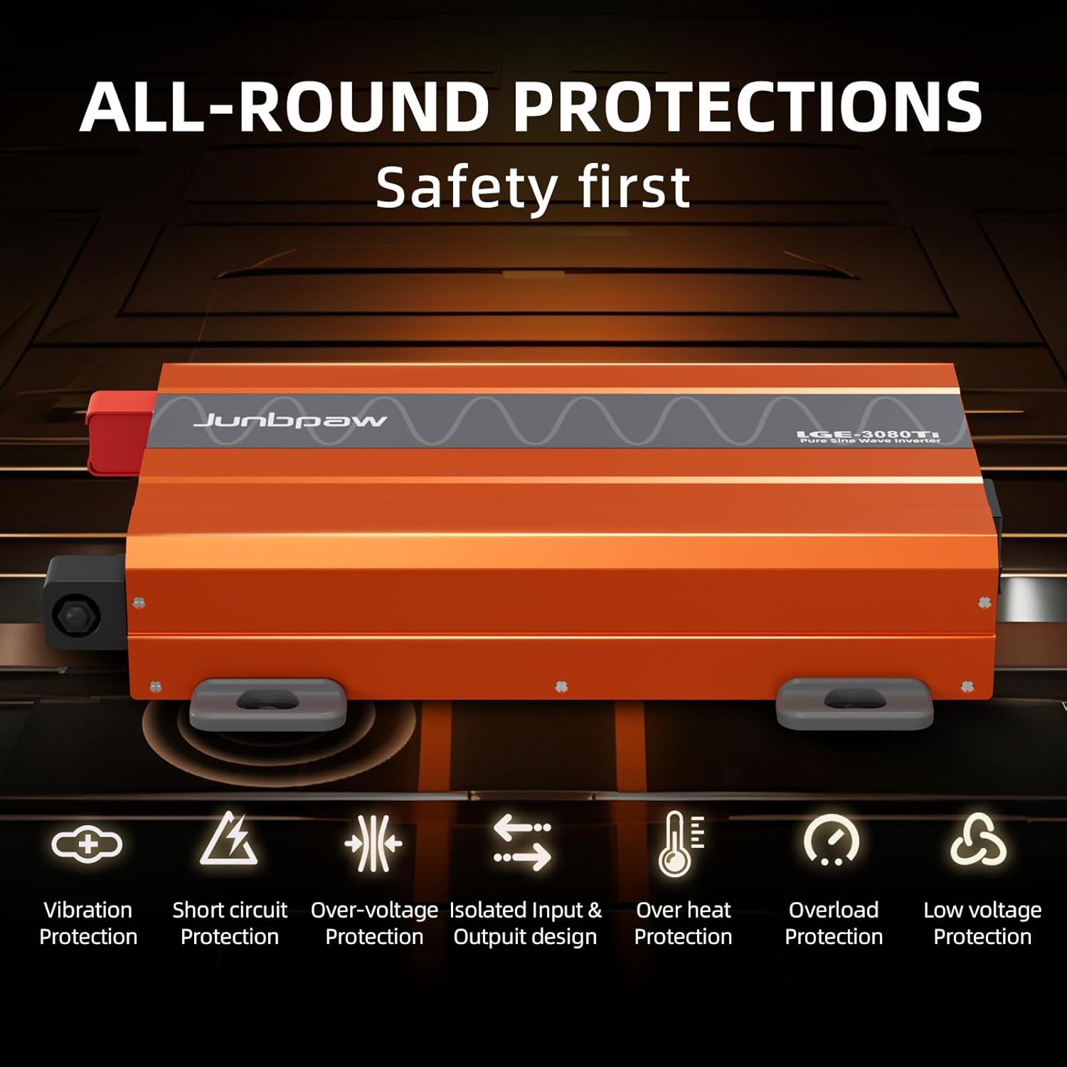 3080 Watt Pure Sine Wave Inverter with 2 Gauge Battery Cable for Off-Grid Solar Car RV Truck Boat with Wire Remote Monitor