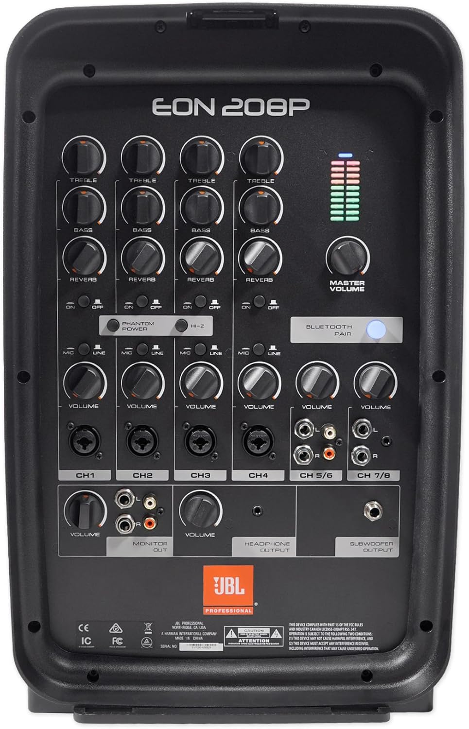 JBL Professional EON208P Portable All-in-One Dual Speaker, 2-way PA System with AKG Vocal Microphone, 8-Channel Mixer and Bluetooth, Black