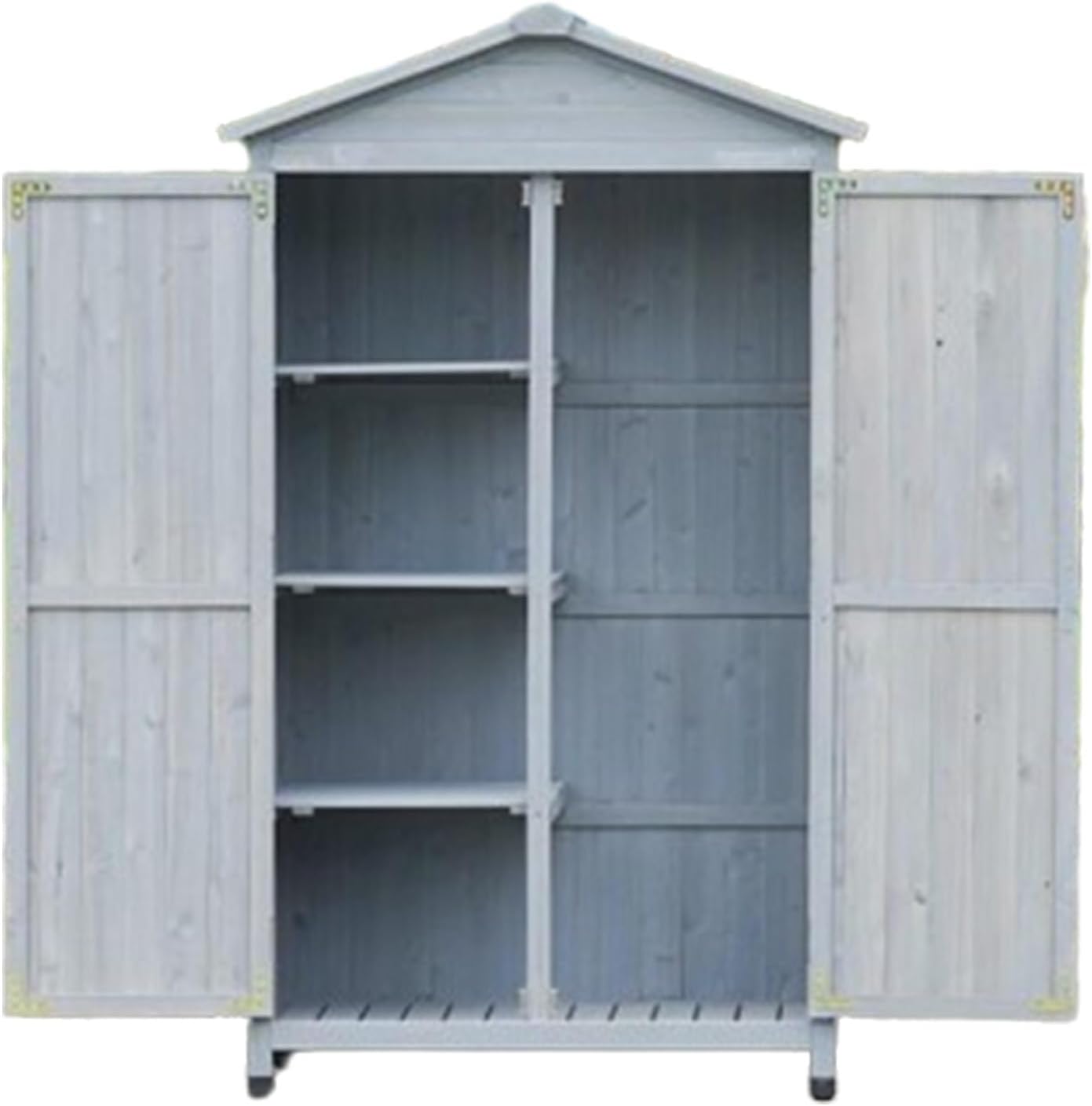 Large Outdoor Storage Cabinet with 3 Shelves, Outdoor Storage Shed with Shelves and Latch, Vertical Tool Organizer for Backyard Patio Deck (One Color Gray)
