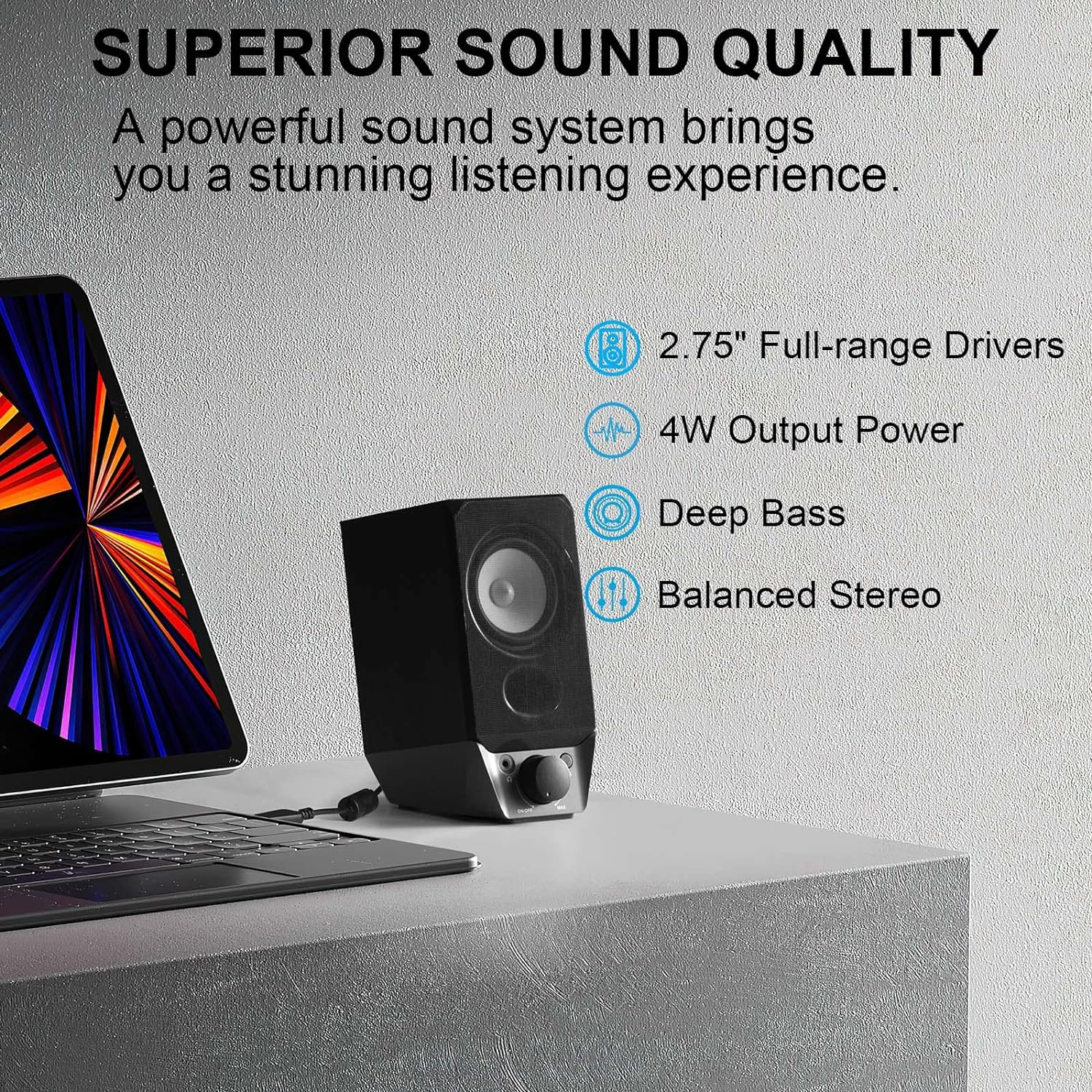 Edifier Computer Speakers with Bluetooth 5.3 for Desktop / Laptop / Mac / Monitor, 2.0 USB Powered PC Speaker System, Deep Bass, Balanced Stereo, 3.5mm Aux-In Plug and Play