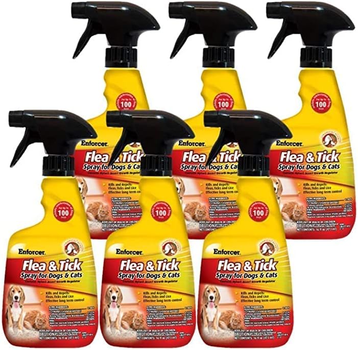 Enforcer Flea & Tick Spray for Dogs & Cats - 16 oz (Case of 6) - EFT166 - Kills and Repels: Fleas, Ticks and Lice