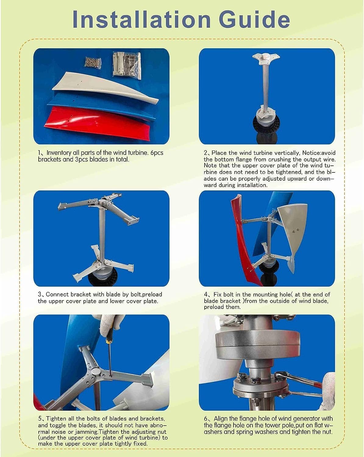 CAJUCA 8000W 12V 24V 48V Vertical Wind Turbine Kit Three-Phase Wind Turbine with Controller Small Free Energy Wind Turbine Power