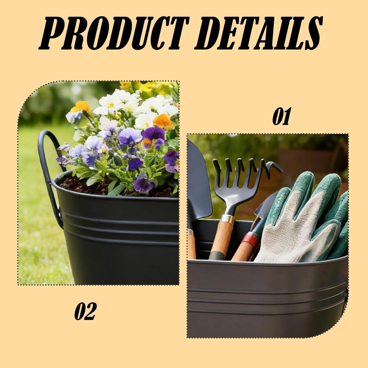 Metal Ash Bucket Fire Pot for Outside Storage Container Compact Multi Functional Firepit Bowl for Yard Barbecue Picnic Hiking 21.46x7.87x13.78 inch