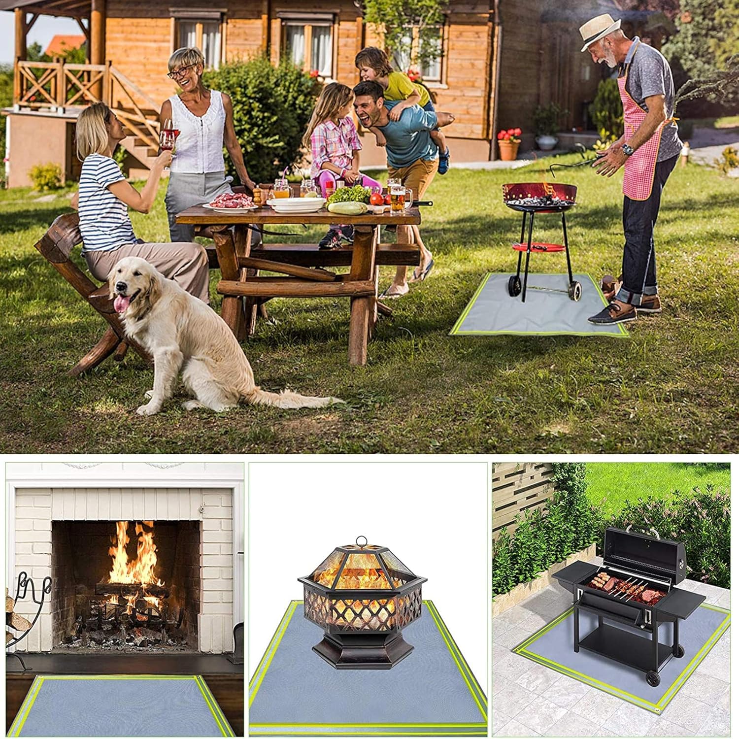 Fire Pit Mat | Square Ember Mat | Large Grill Mat | Under Grill Mat Pad, Protector for Wood Burning Fire Pit, Charcoal Grill, Deck, Lawn, Outdoor Patio,59 * 67 inch /1.5 * 1.7m
