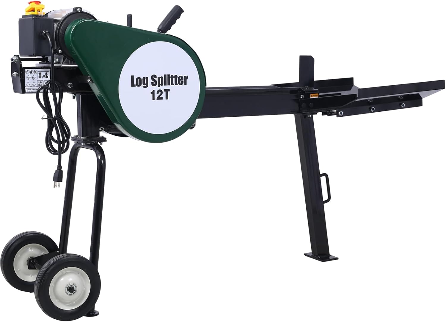 Elountik Double Flywheel Electric Log Splitter Log Splitter Electric Portable 12 Ton Hotizontal 2HP 16A, Electric firewood Splitting Machine