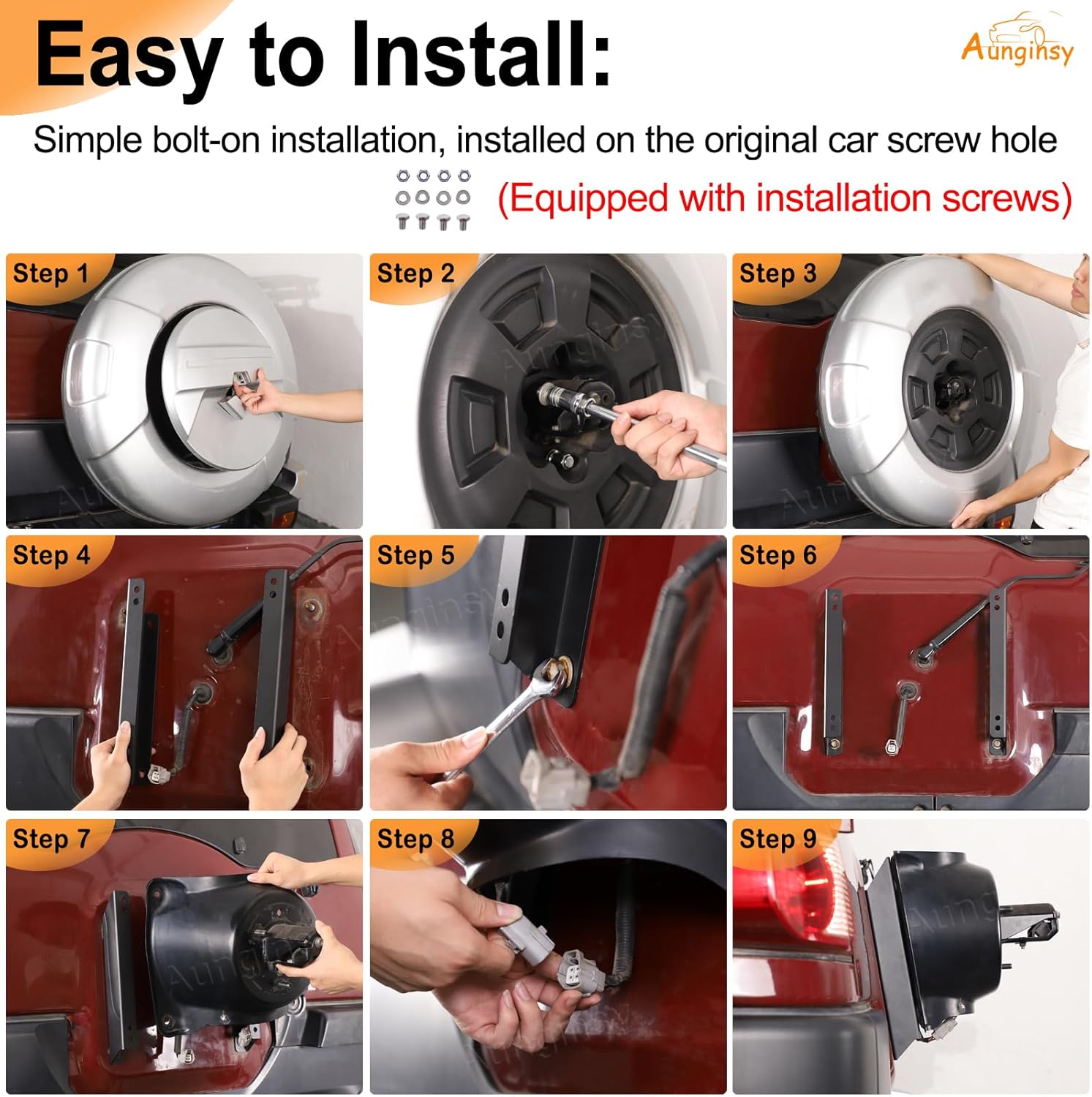 Aunginsy Car Spare Tire Carrier Mount Compatible with Toyota FJ Cruiser 2007-2021 Rear Spare Tire Height Increasing Bracket Rear Spare Wheel Heighten Holder Reinforcement Rack Replacement Accessories