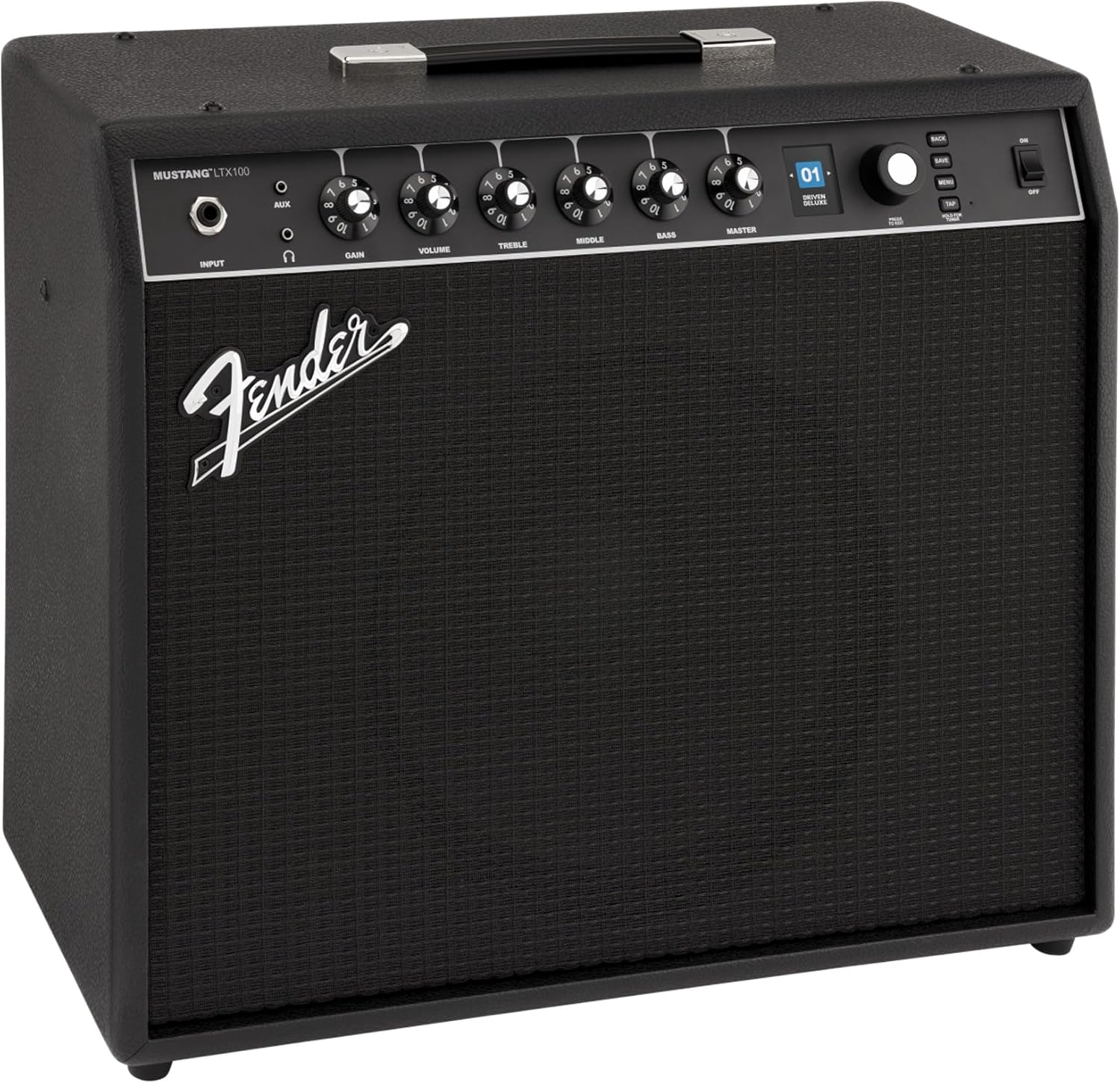 Fender Mustang LTX100 Guitar Combo Amplifier - Black Bundle with Amperstand Cradle, Tuner, Instrument Cable, and Austin Bazaar Exclusive 24-Pack Picks