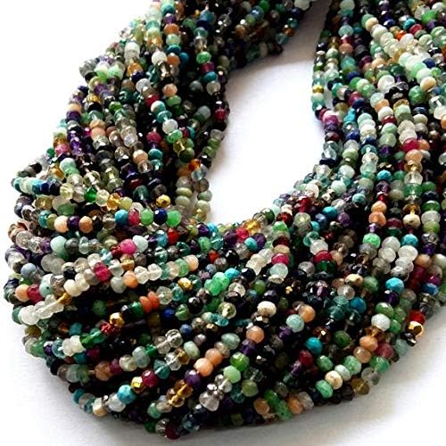 13 inch natural beads strand of 3.5-4mm faceted rondelle multi gemstone gemstone beads for DIY jewelry - necklace, bracelet, earring, ring.