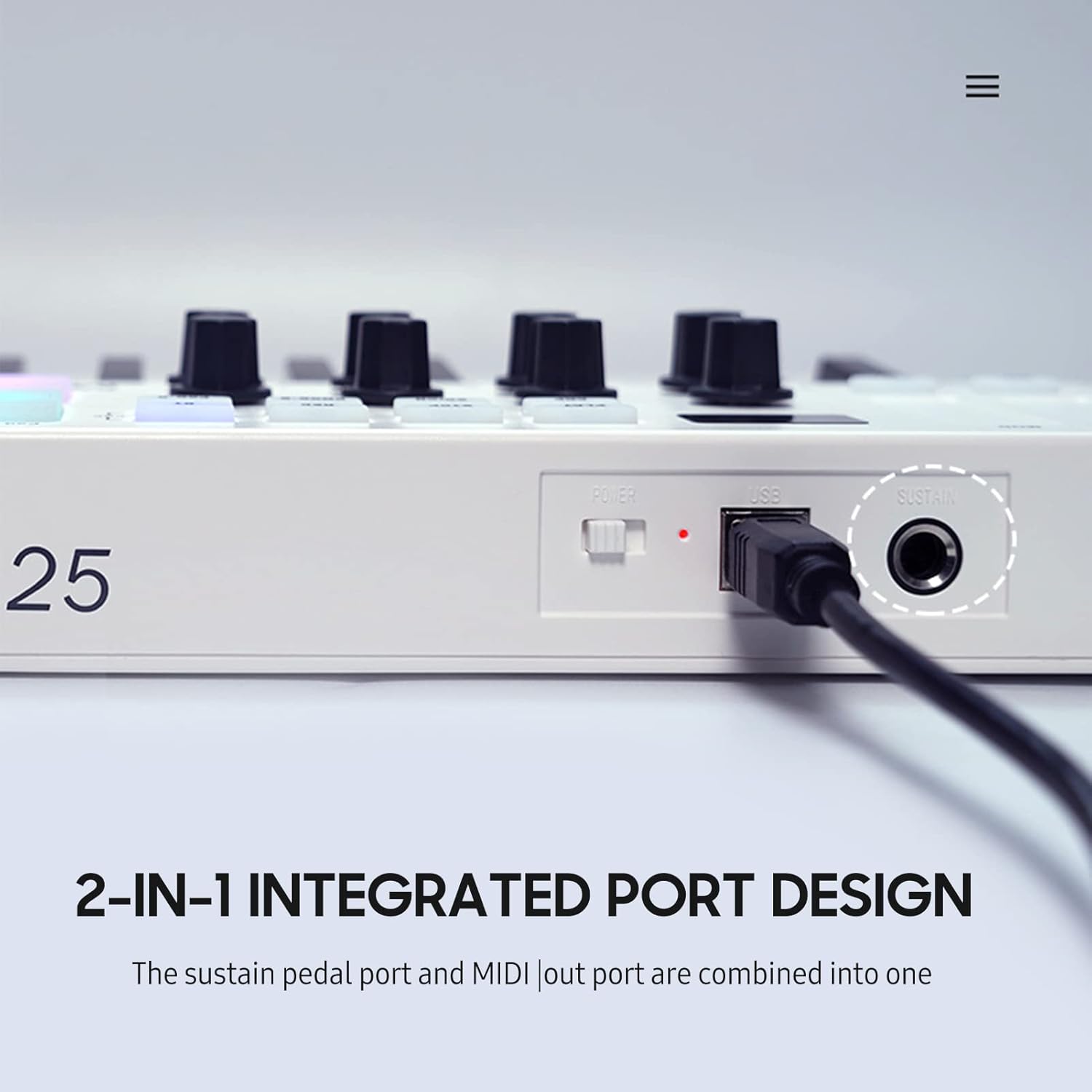 25-Key MIDI Control Keyboard Mini Portable USB Keyboard MIDI Controller with 25 Velocity Sensitive Keys 8 RGB Backlit Pads 8 Knobs