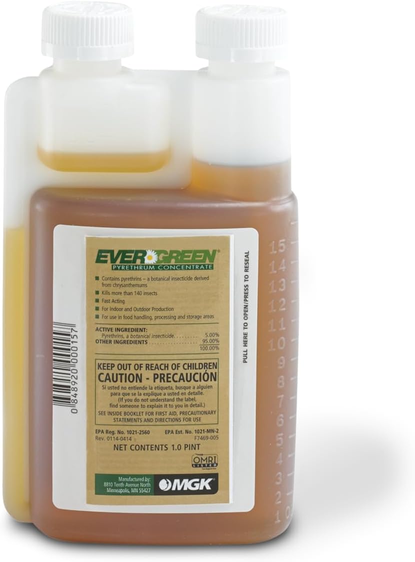 MGK Evergreen® Pyrethrum Concentrate | OMRI Listed for Organic Production | Pyrethrin Insecticide Spray | for Indoor or Outdoor Applications | 16 Ounces