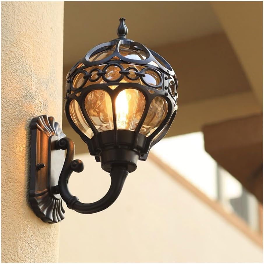 Modern Wall Lamp Vintage IP54 Waterproof Outdoor Spherical Mediterranean Porch Wall Sconces Fixture Traditional Classical Lantern Upside Down Lighting